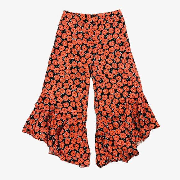 Ett:Twa Pants Women 2P Petite Floral Virginie Flounce Flared Anthropologie *READ - Picture 1 of 16